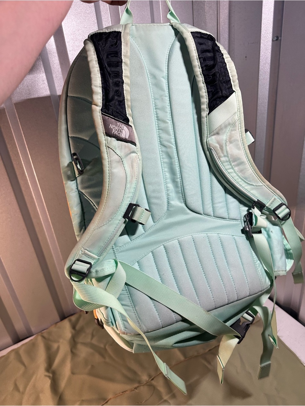 The North Face Surge II Backpack Mint Green Orange Laptop Bag - Picture 13 of 13